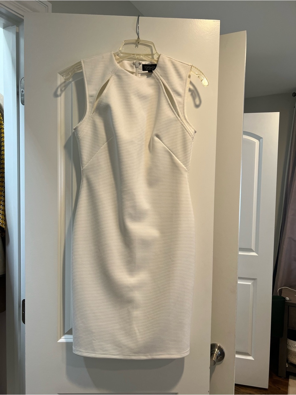 Topshop White Sleeveless Sheath Dress
